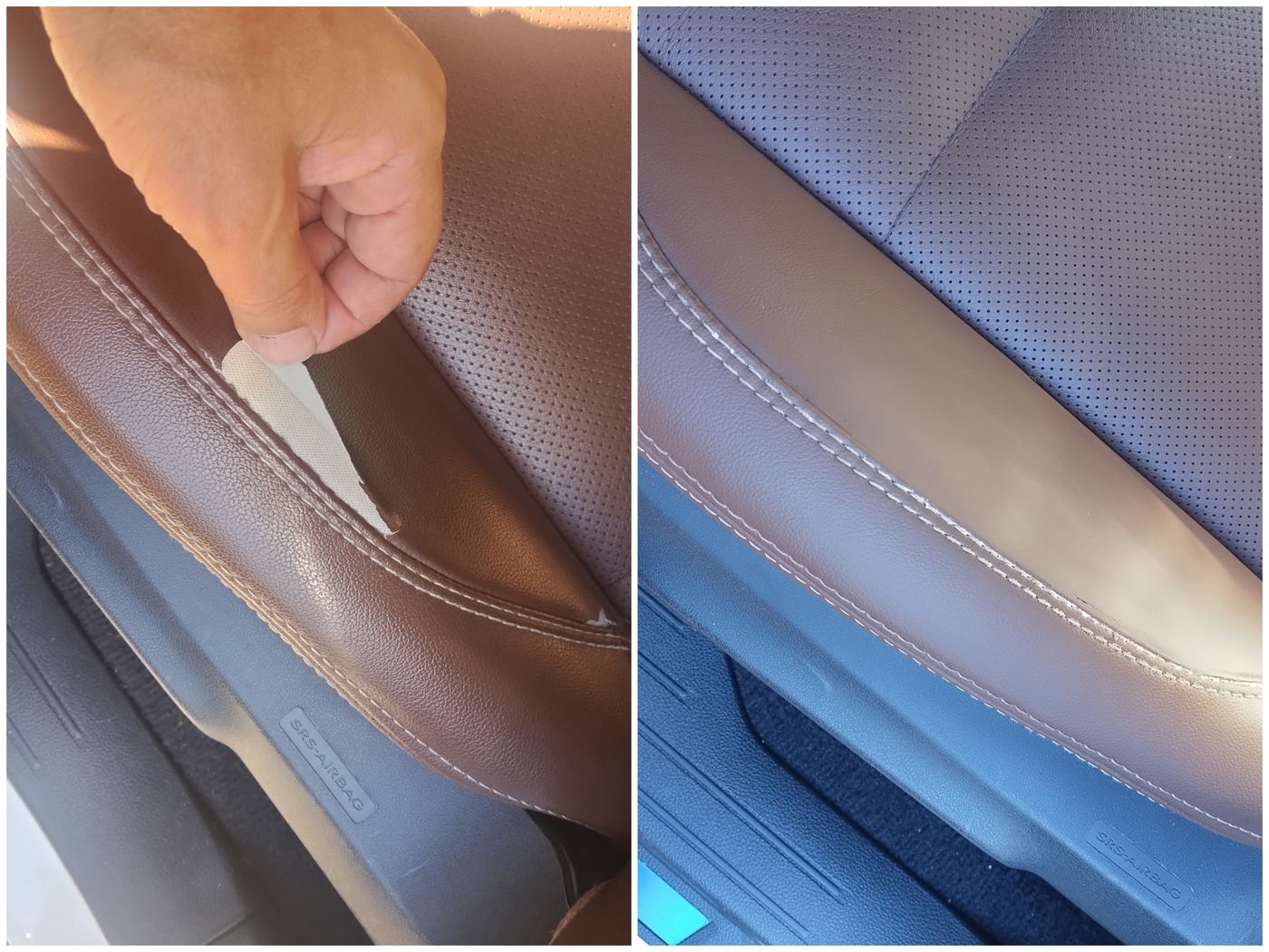 Car door panel — protective film removed, trim restored