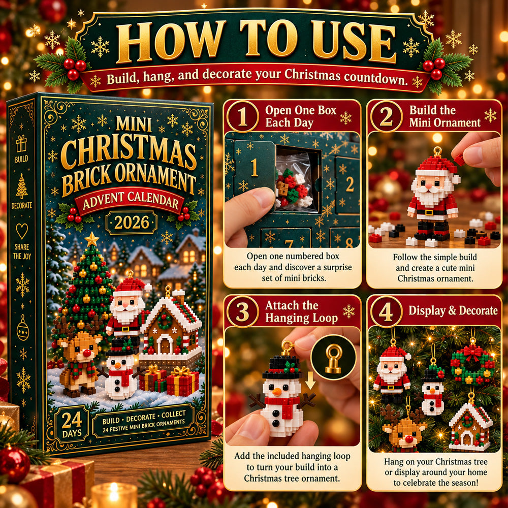 ⏳ Last day to save 50% – 🎄 24-Day Mini Christmas Ornament Advent Calendar | 24 unique festive buildable designs with hanging loops—perfect for decorating Christmas trees, wreaths, and holiday displays 🧱
