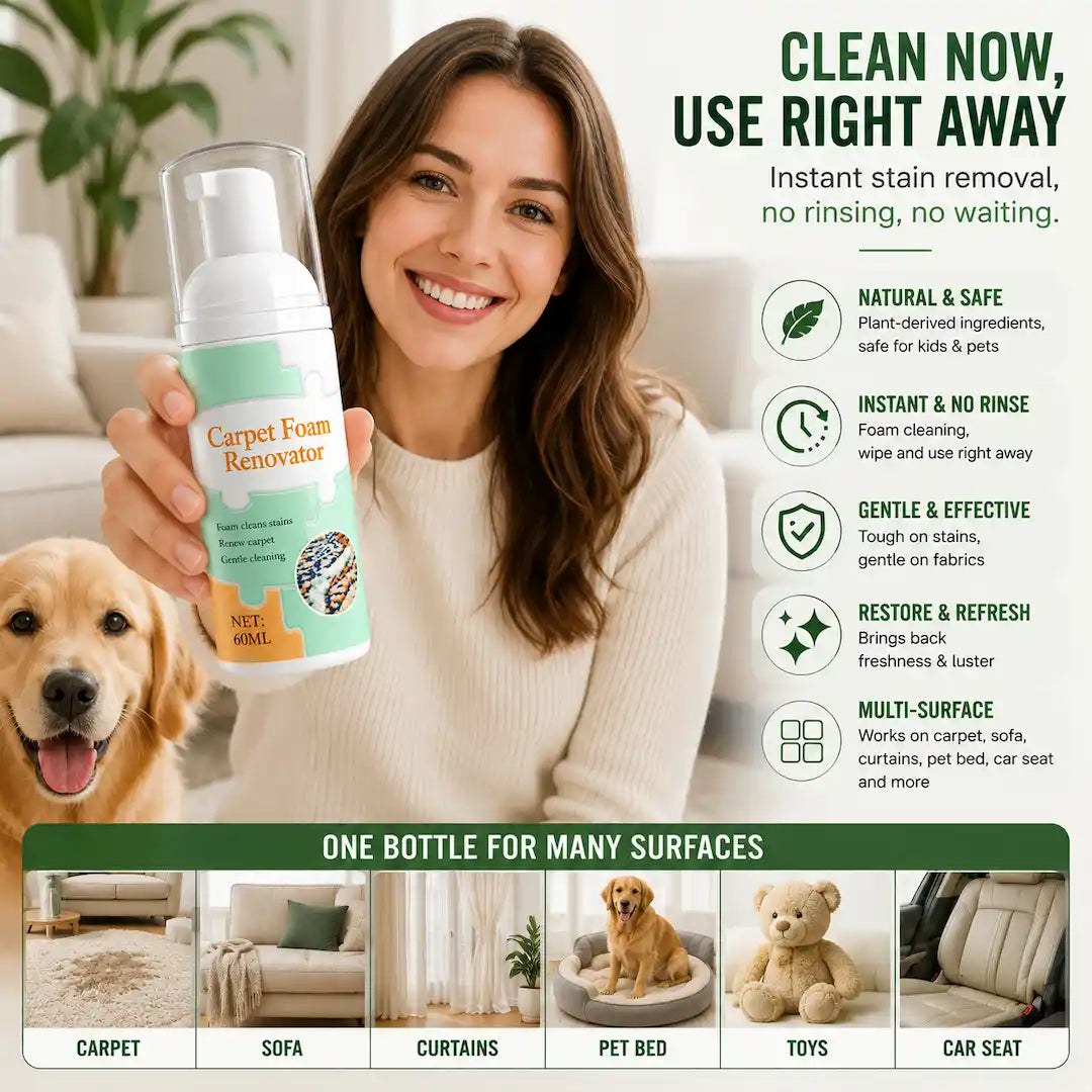 🎁 BUY 1 GET 1 FREE | Waterless Carpet Foam Stain Remover + 1 FREE Towel with Every Bottle