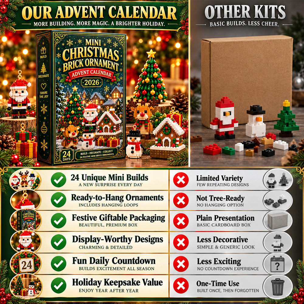 ⏳ Last day to save 50% – 🎄 24-Day Mini Christmas Ornament Advent Calendar | 24 unique festive buildable designs with hanging loops—perfect for decorating Christmas trees, wreaths, and holiday displays 🧱