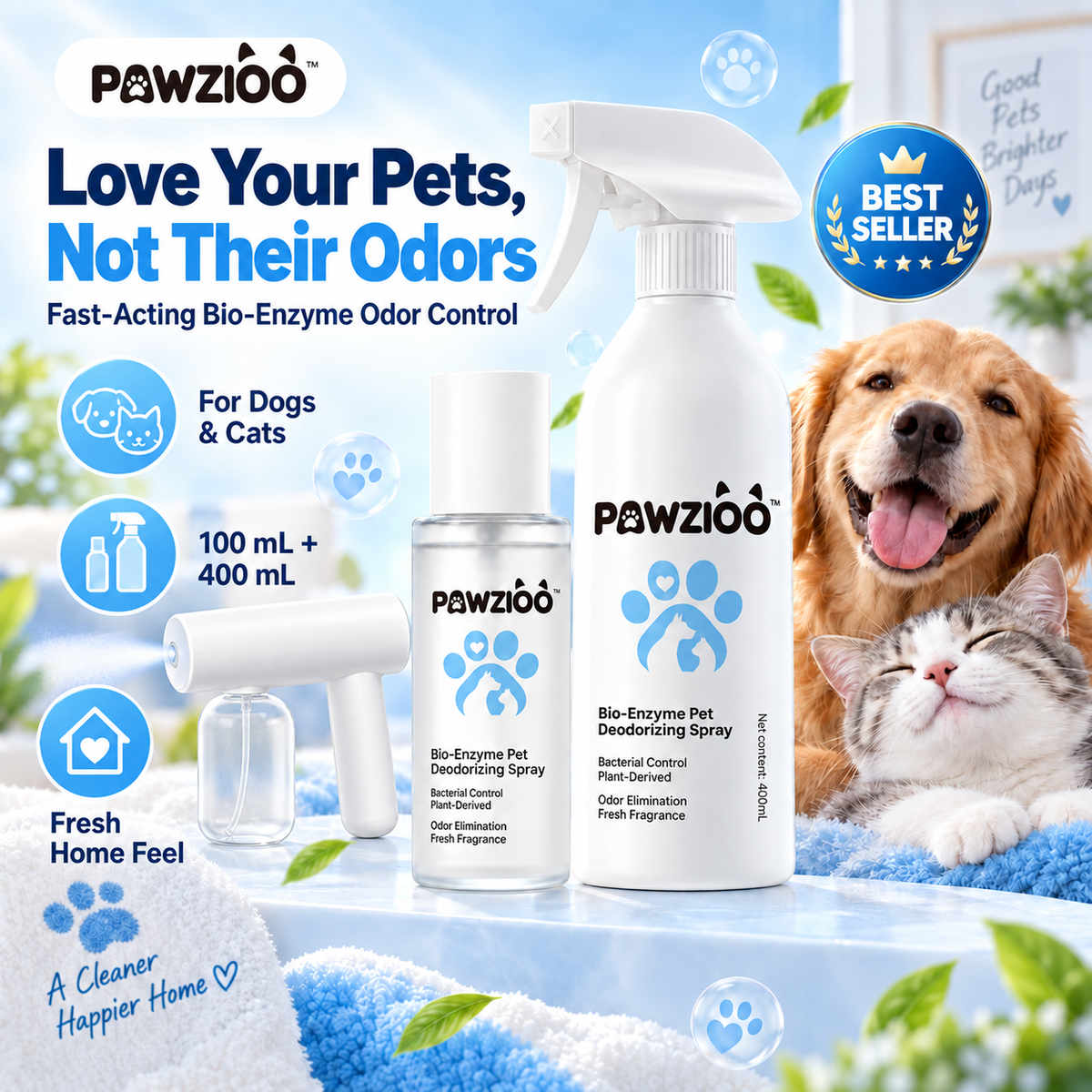 Pawzioo™ Bio-Enzyme Pet Odor Eliminator Spray