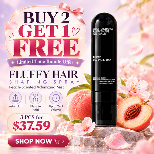 Peach-scented volumizing & setting spray—for lightweight, bouncy hair and long-lasting hold.