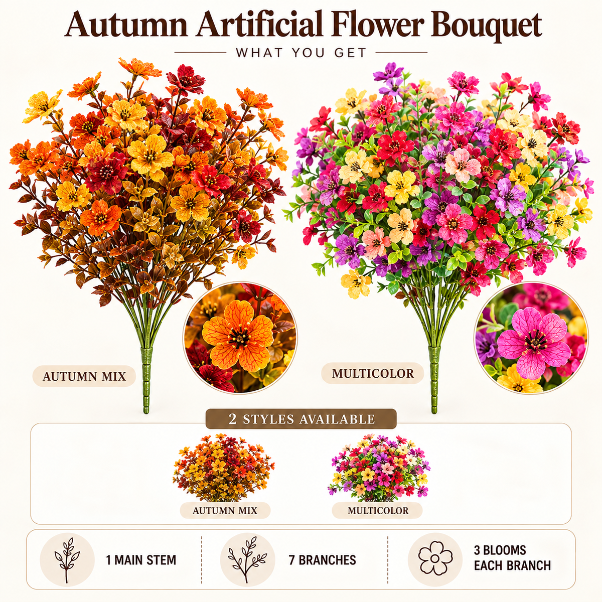 The Full-Garden Fall Flower Set – UV-Resistant Faux Flowers for Outdoor Planters