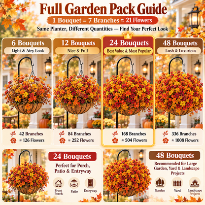 The Full-Garden Fall Flower Set – UV-Resistant Faux Flowers for Outdoor Planters