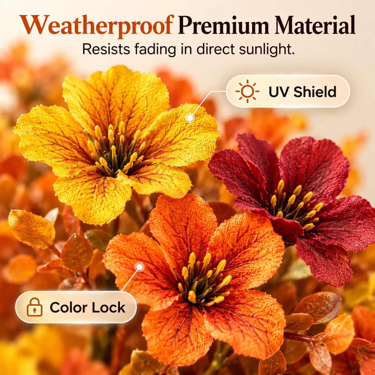 The Full-Garden Fall Flower Set – UV-Resistant Faux Flowers for Outdoor Planters