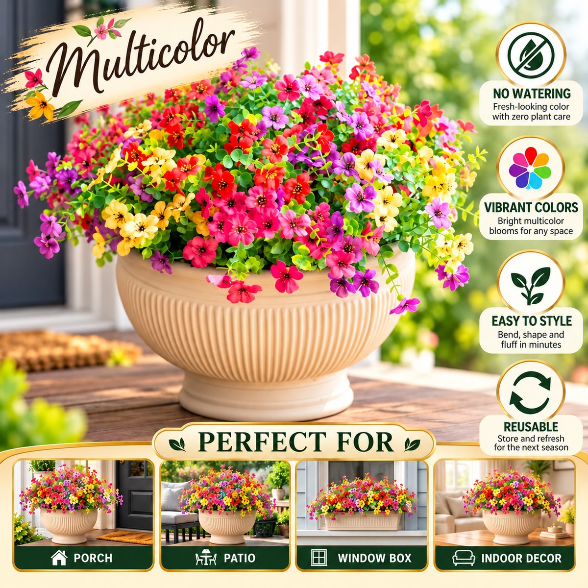 The Full-Garden Fall Flower Set – UV-Resistant Faux Flowers for Outdoor Planters