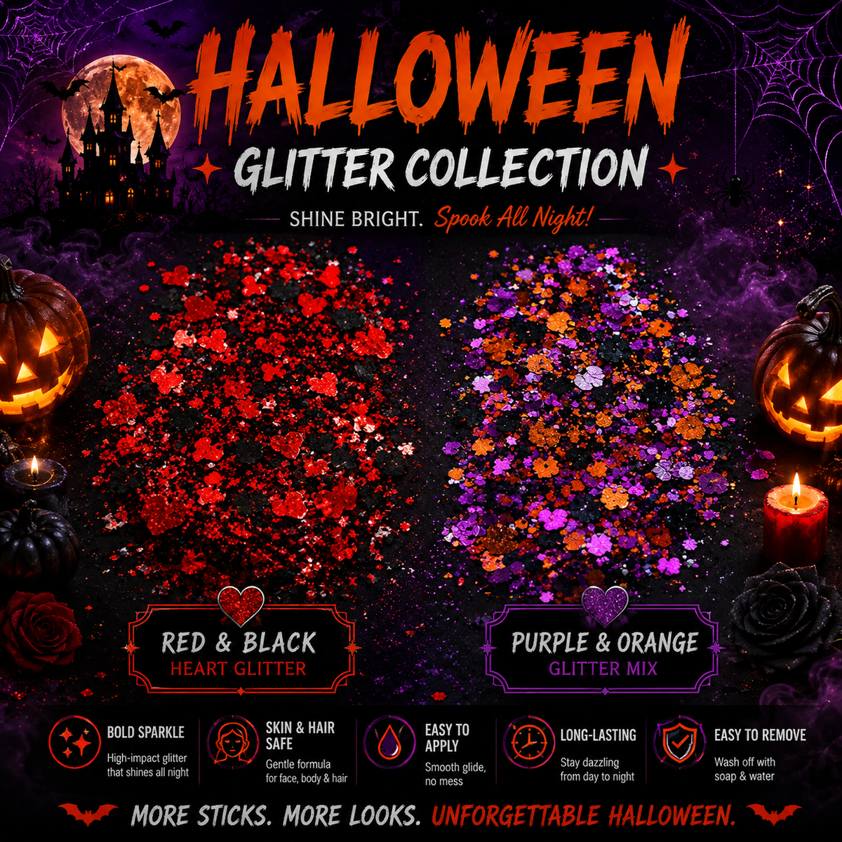 🎃✨ BUY 1 GET 1 FREE ✨🎃 Halloween Glitter Stick for Face, Hair & Body 💖💫