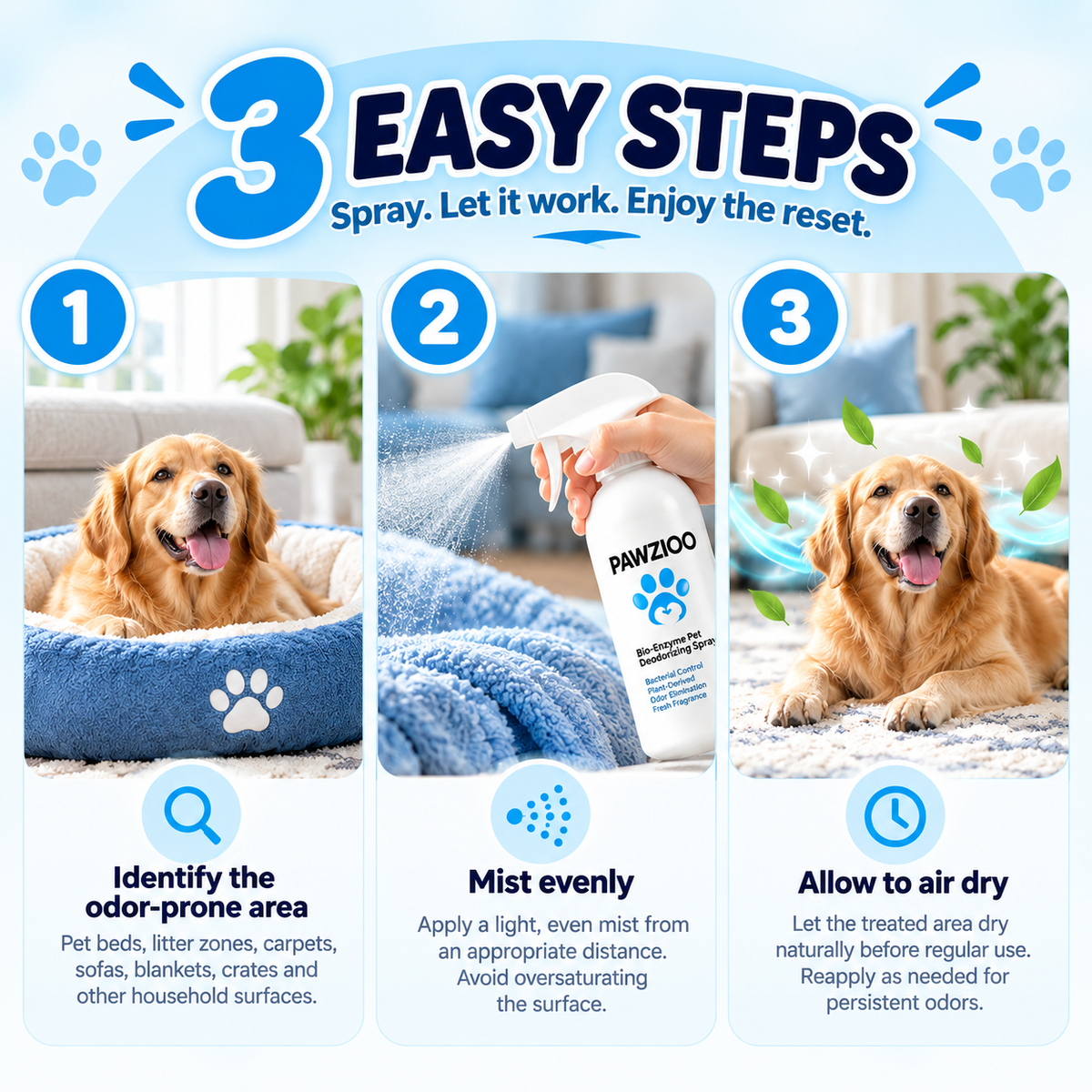 Pawzioo™ Bio-Enzyme Pet Odor Eliminator Spray