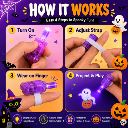 👻 BUY 1 GET 1 FREE 👻 ✨ Magic Halloween Finger Projector Rings 🎃 LED Light-Up Spooky Toys for Kids 🔥