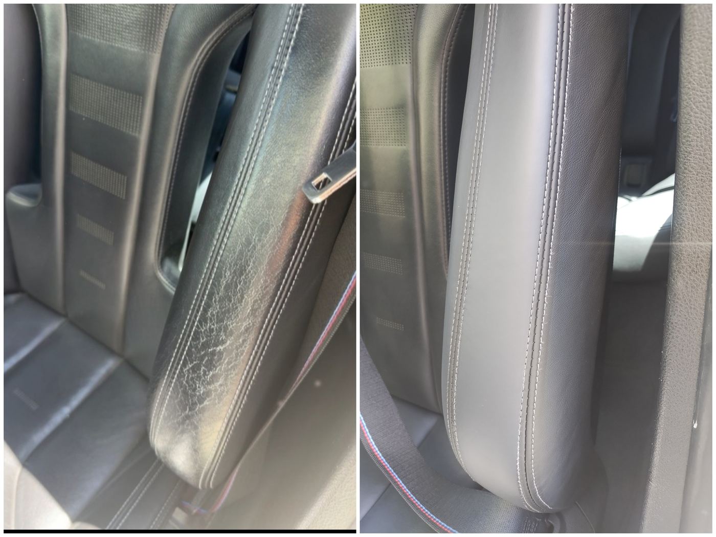 Car seat side bolster — cracked leather fully restored