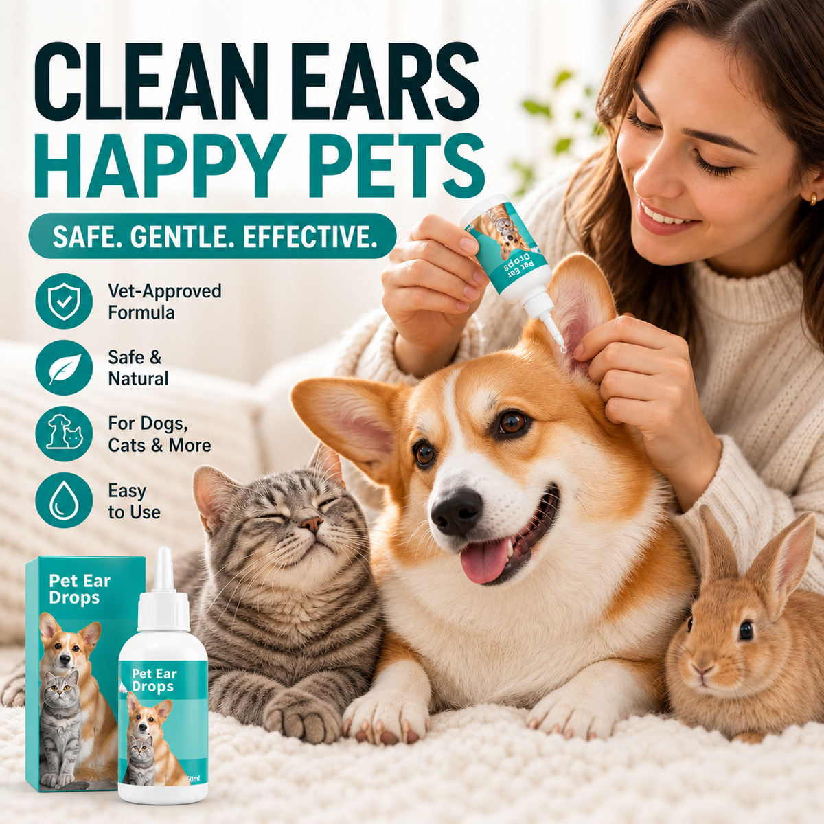 Limited-Time Special! Gentle Pet Ear Cleansing Drops—Say Goodbye to Outer Ear Canal Diseases