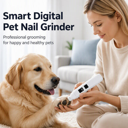 Electric Pet Nail Grinder – Whisper‑quiet, 3‑step gentle grinding. LED power display & USB‑C rechargeable – stress‑free grooming for dogs & cats!