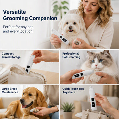 Electric Pet Nail Grinder – Whisper‑quiet, 3‑step gentle grinding. LED power display & USB‑C rechargeable – stress‑free grooming for dogs & cats!