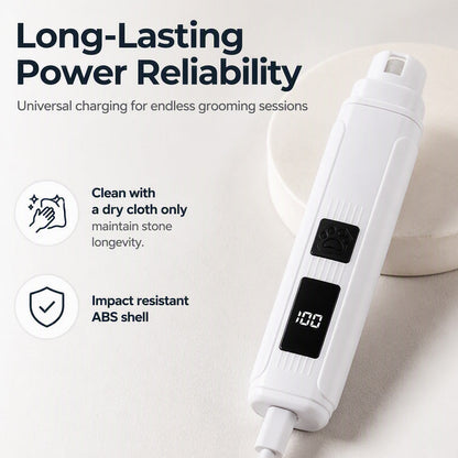 Electric Pet Nail Grinder – Whisper‑quiet, 3‑step gentle grinding. LED power display & USB‑C rechargeable – stress‑free grooming for dogs & cats!